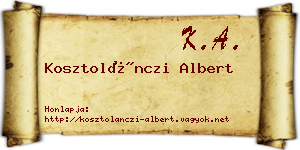 Kosztolánczi Albert névjegykártya